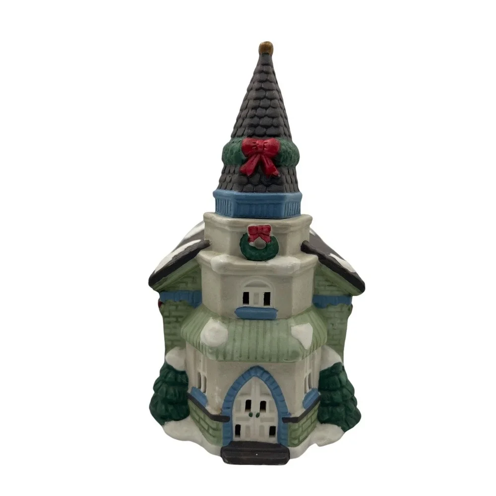 Trim A Home Light Up Christmas‎ Village Porcelain Church Building Vintage w/ Box